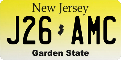 NJ license plate J26AMC