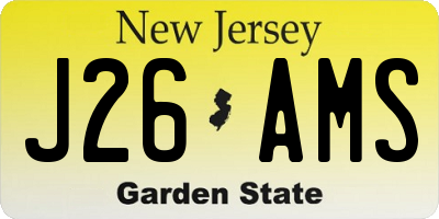 NJ license plate J26AMS