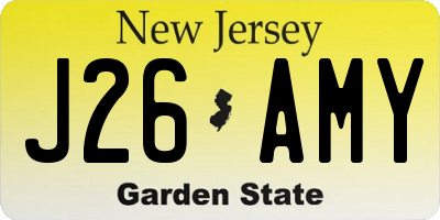 NJ license plate J26AMY