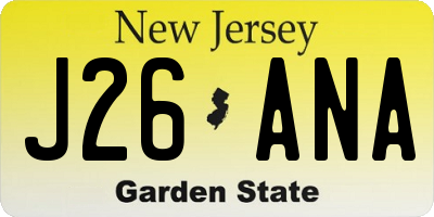 NJ license plate J26ANA