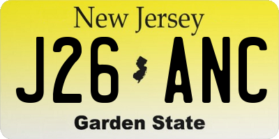 NJ license plate J26ANC