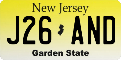NJ license plate J26AND