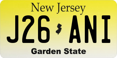 NJ license plate J26ANI