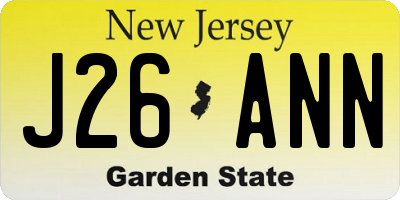 NJ license plate J26ANN
