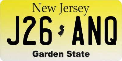 NJ license plate J26ANQ