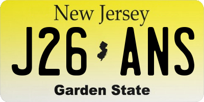 NJ license plate J26ANS