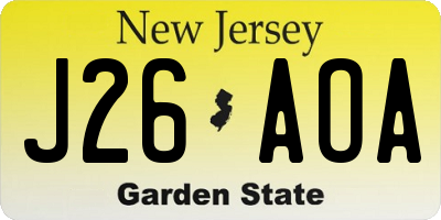 NJ license plate J26AOA