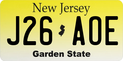 NJ license plate J26AOE