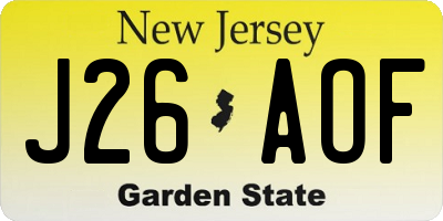 NJ license plate J26AOF