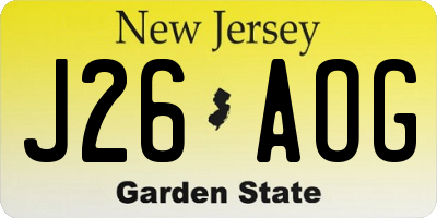 NJ license plate J26AOG