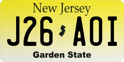 NJ license plate J26AOI