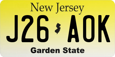 NJ license plate J26AOK