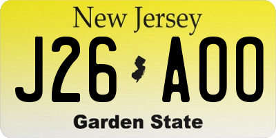 NJ license plate J26AOO