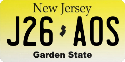 NJ license plate J26AOS