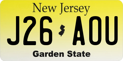 NJ license plate J26AOU