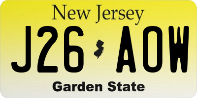 NJ license plate J26AOW