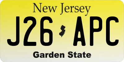 NJ license plate J26APC