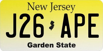 NJ license plate J26APE