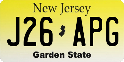 NJ license plate J26APG
