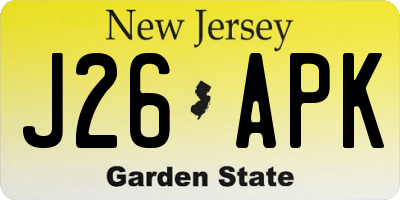 NJ license plate J26APK