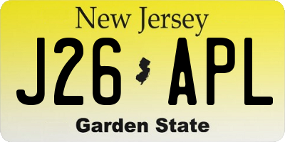 NJ license plate J26APL