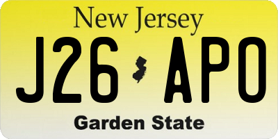 NJ license plate J26APO