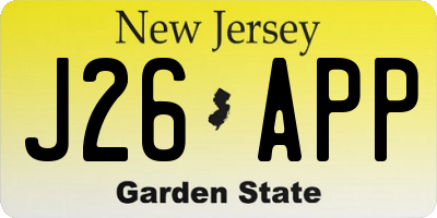 NJ license plate J26APP
