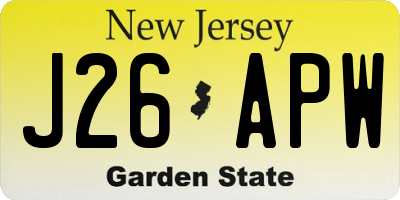 NJ license plate J26APW