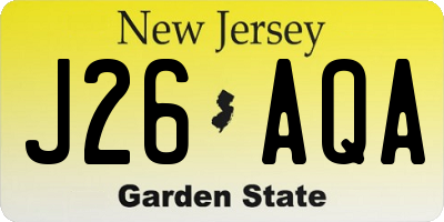 NJ license plate J26AQA