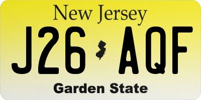NJ license plate J26AQF