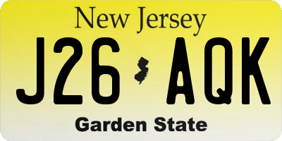 NJ license plate J26AQK