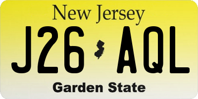 NJ license plate J26AQL
