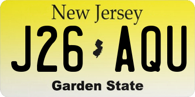 NJ license plate J26AQU