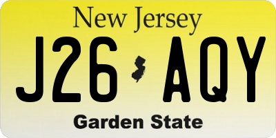 NJ license plate J26AQY