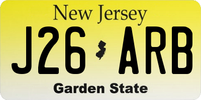 NJ license plate J26ARB