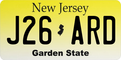 NJ license plate J26ARD
