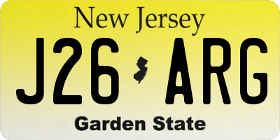 NJ license plate J26ARG
