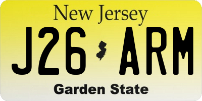 NJ license plate J26ARM