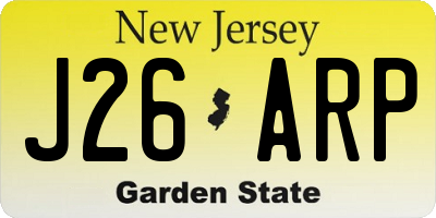 NJ license plate J26ARP