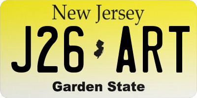 NJ license plate J26ART