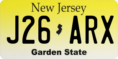 NJ license plate J26ARX