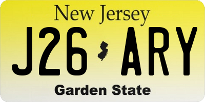 NJ license plate J26ARY