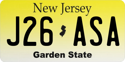 NJ license plate J26ASA