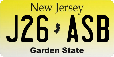NJ license plate J26ASB
