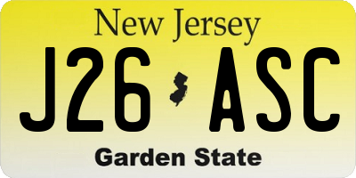 NJ license plate J26ASC