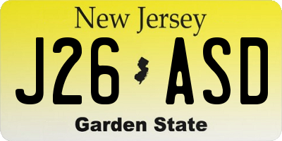 NJ license plate J26ASD