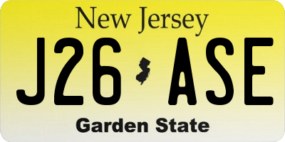 NJ license plate J26ASE