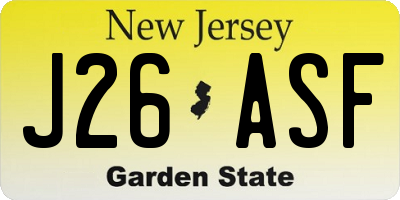 NJ license plate J26ASF
