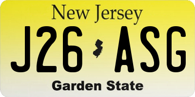 NJ license plate J26ASG