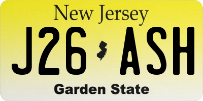 NJ license plate J26ASH